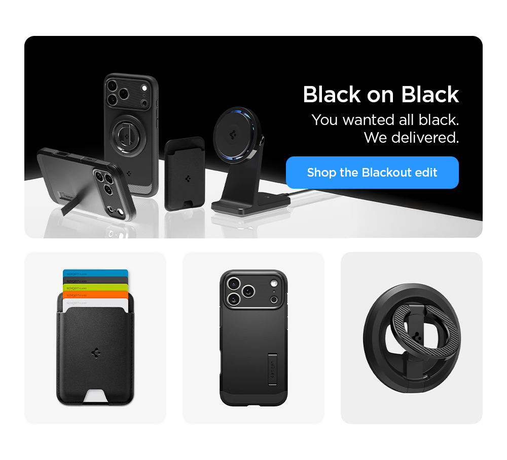 Black on Black: You wanted all black. We delivered. Shop Blaaccessories for iPhone 17, iPhone 17 Pro, iPhone 17 Pro Max, iPhone 17 Air, AirPods, MagSafe compatible card holders, Apple Watch, and more.