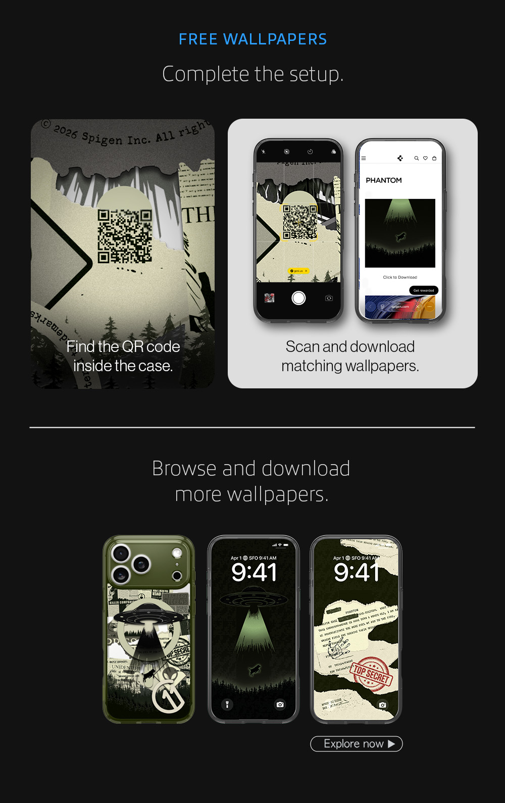 Free Phone Wallpapers: Match the vibe inside and out. Find the QR code inside the case.  Scan and download matching wallpapers.