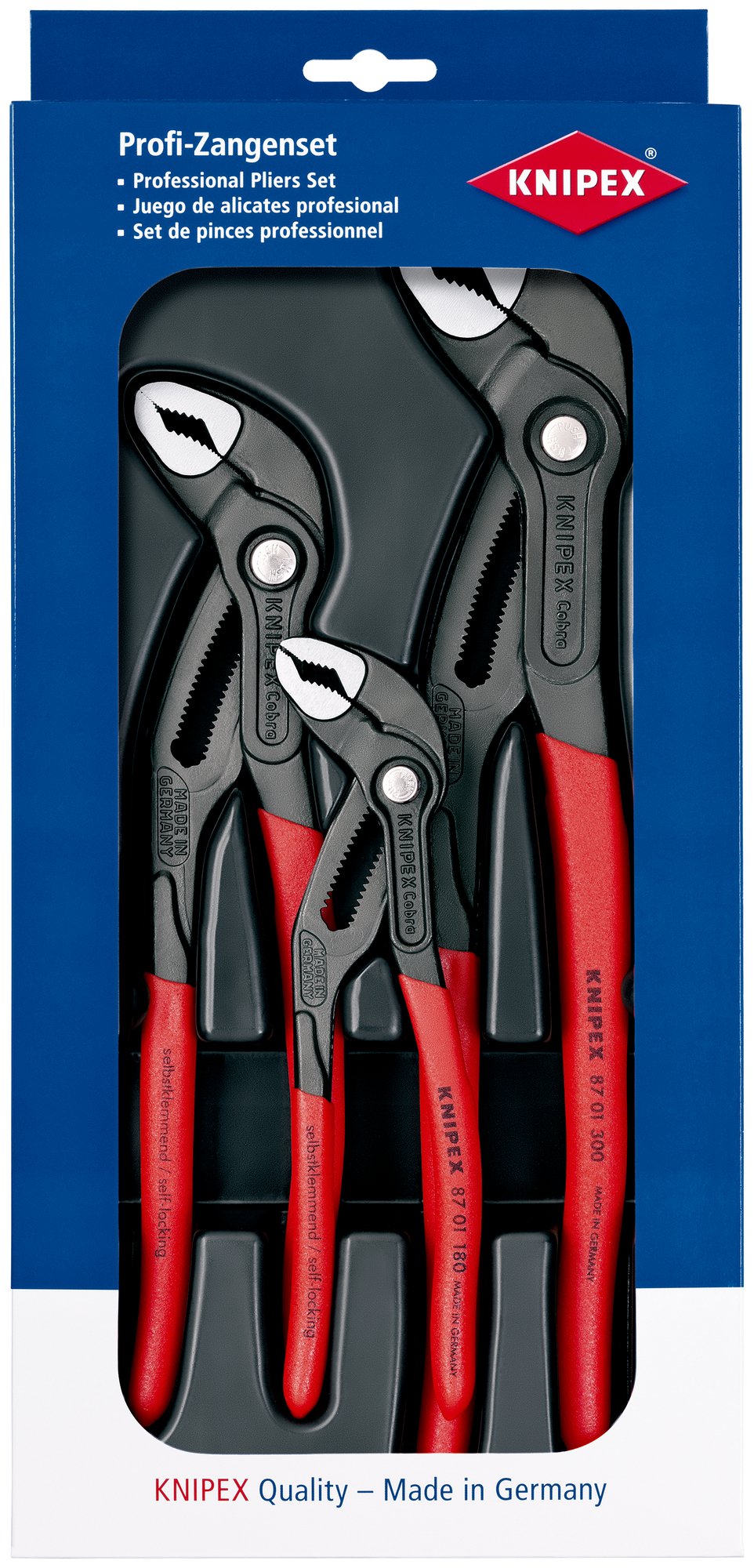 KNIPEX Kliešte inštalatérske Cobra® 3 kusy (180, 250, 300)