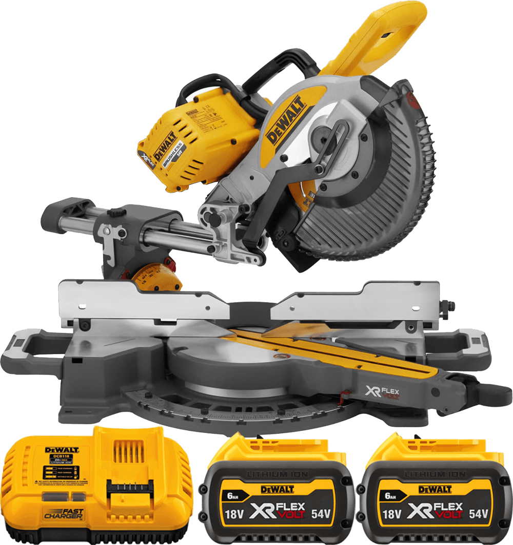 DEWALT 54V XR FLEXVOLT™ Aku pokosová píla, kotúč 250 x 30 mm, 2x 6,0 Ah DCS727T2-QW