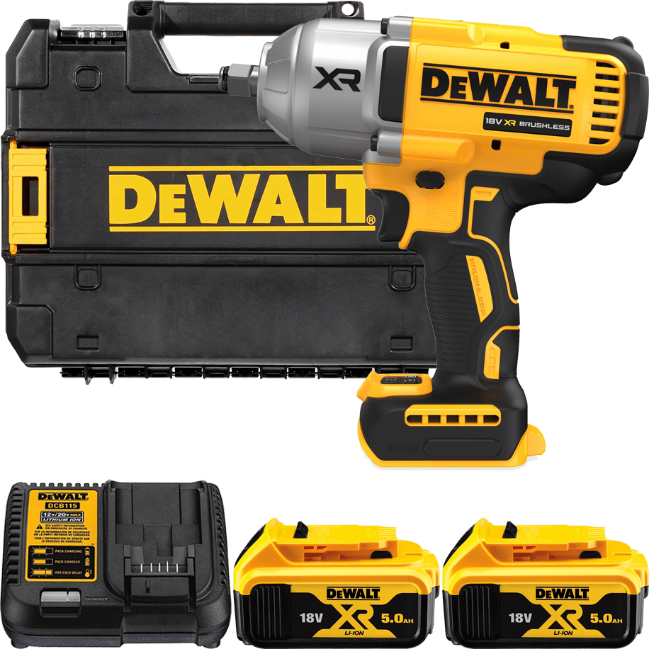 DEWALT 18V XR 1/2” Aku rázový uťahovák s poistným krúžkom, 2 x 5,0 Ah DCF900P2T-QW