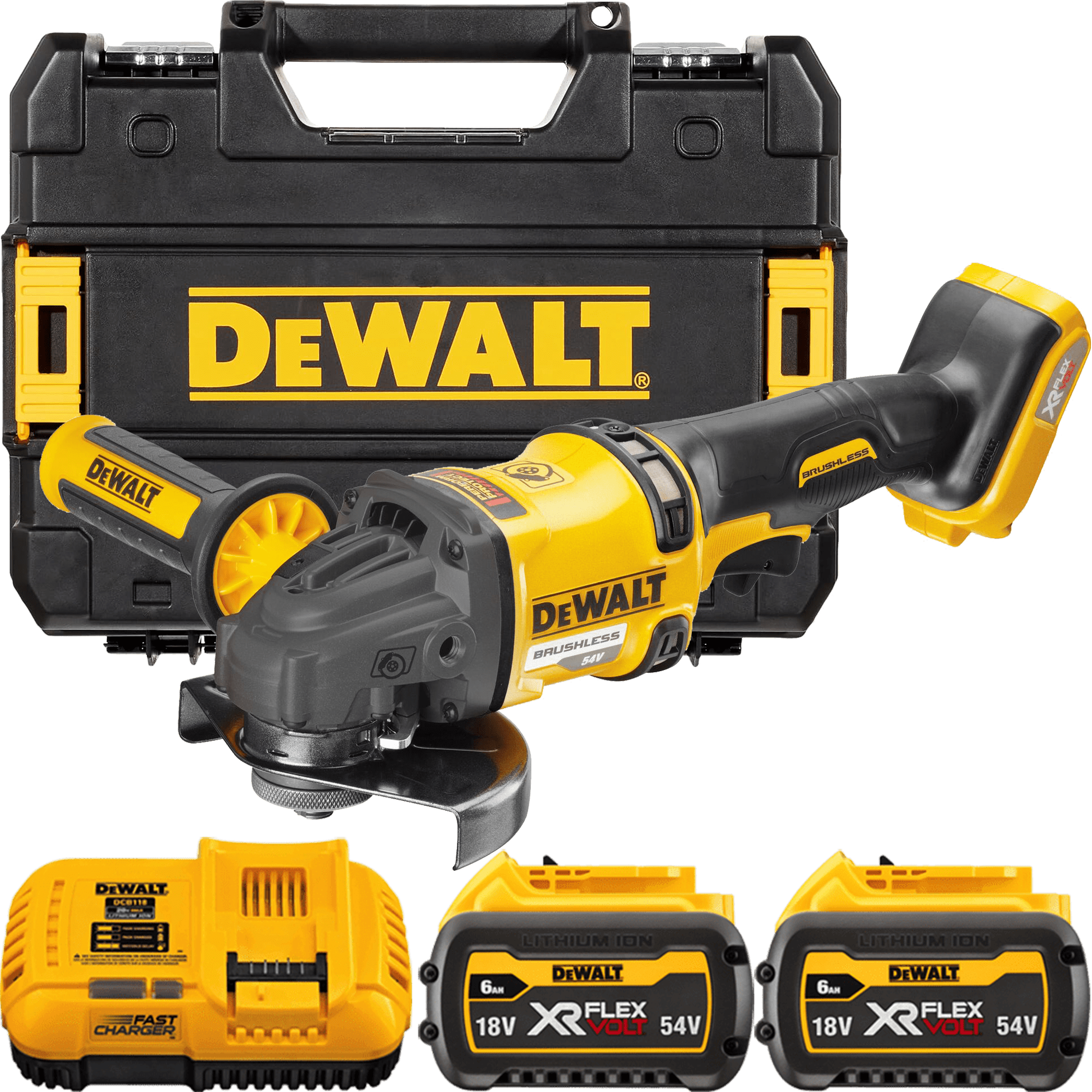 DEWALT 54V XR FLEXVOLT™ 125 mm, aku uhlová brúska, 2x 6,0 Ah DCG418T2-QW