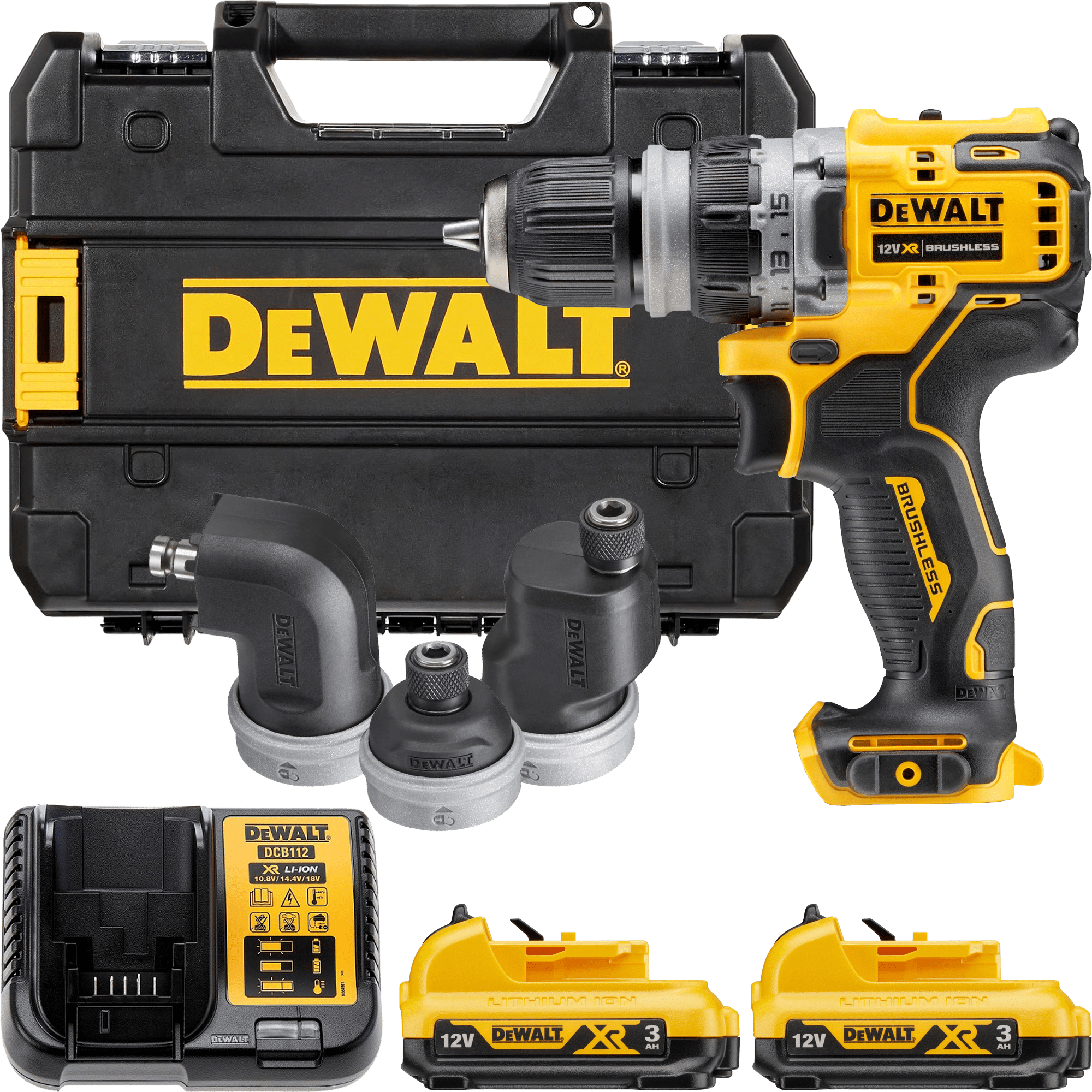 DEWALT 12V XR Aku vŕtačka bez príklepu s vymeniteľnými skľúčovadlami, 2x 3,0 Ah DCD703L2T-QW