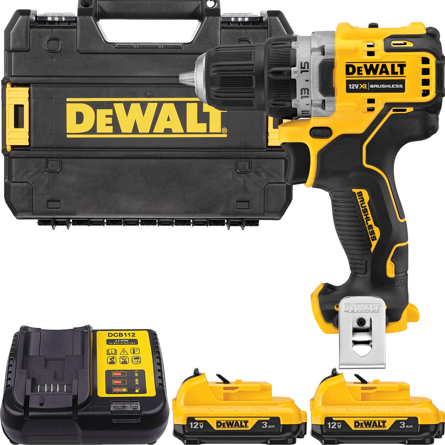 DEWALT 12V XR Aku polokompaktná vŕtačka/skrutkovač, 2x 2,0 Ah