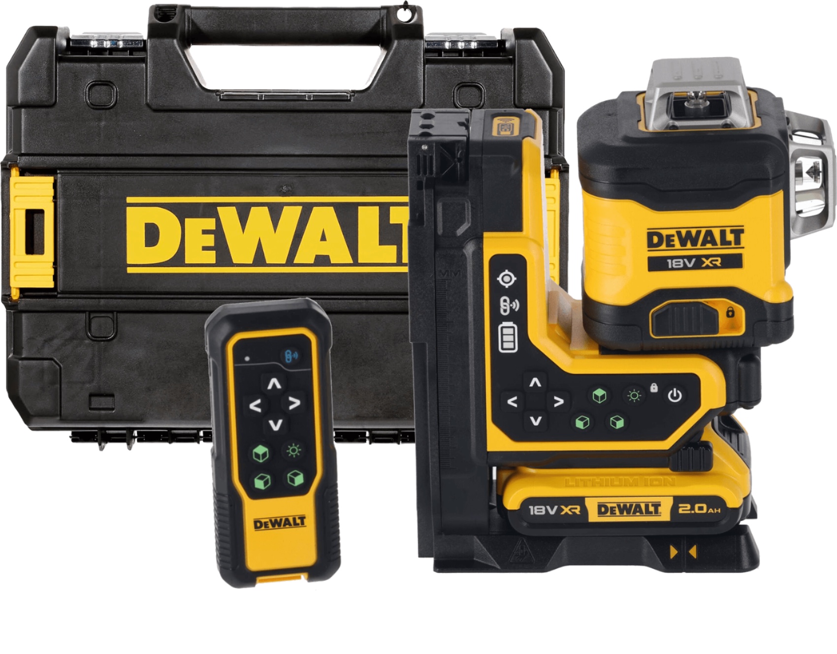 DEWALT 18V XR 3 x 360° zelený laser s diaľkovým ovládaním, bez aku DCLE34035B-XJ