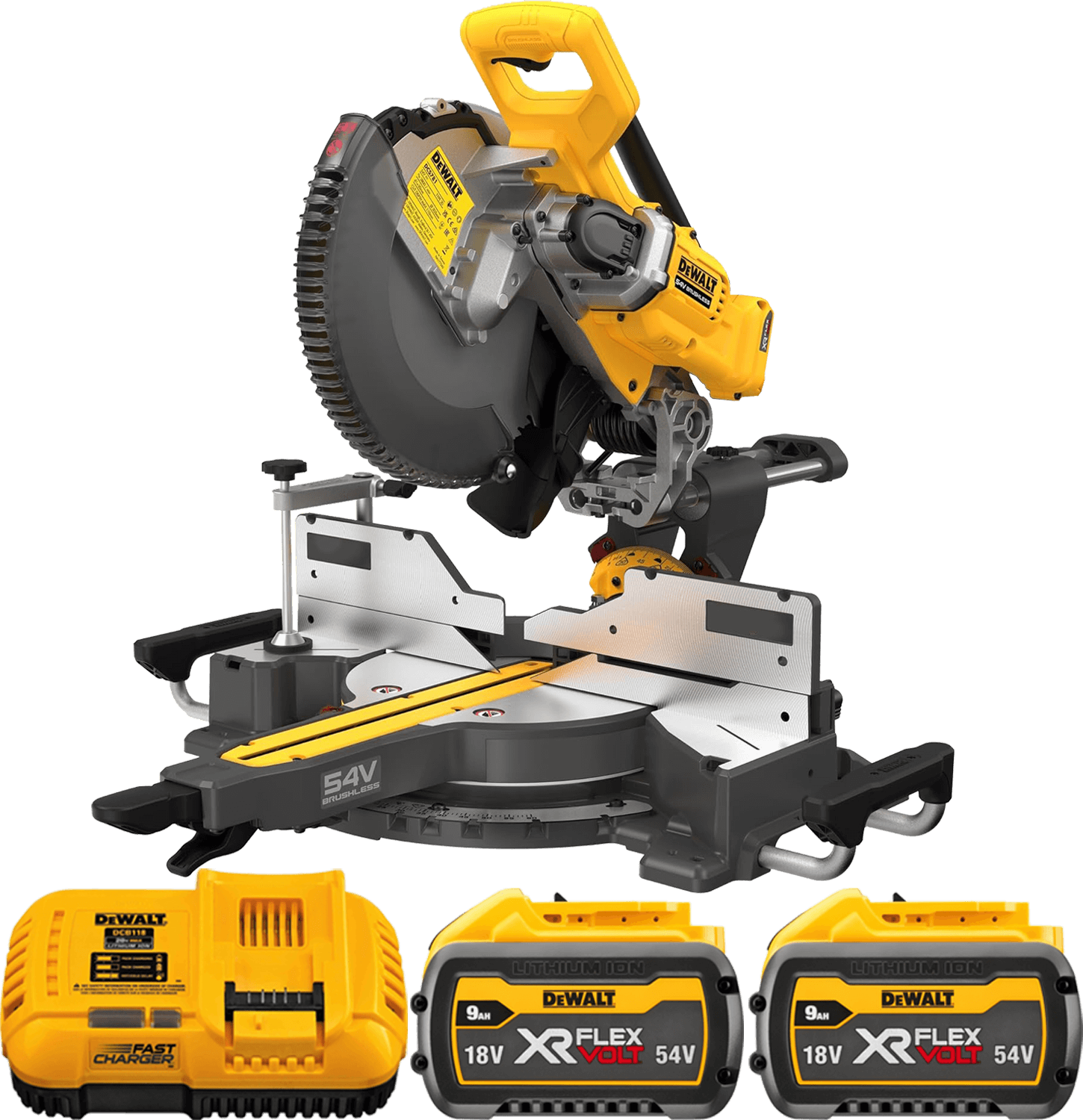 DEWALT 54V XR FLEXVOLT™ Aku pokosová píla kotúč 305 x 30 mm, 2x 9,0 Ah DCS781X2-QW