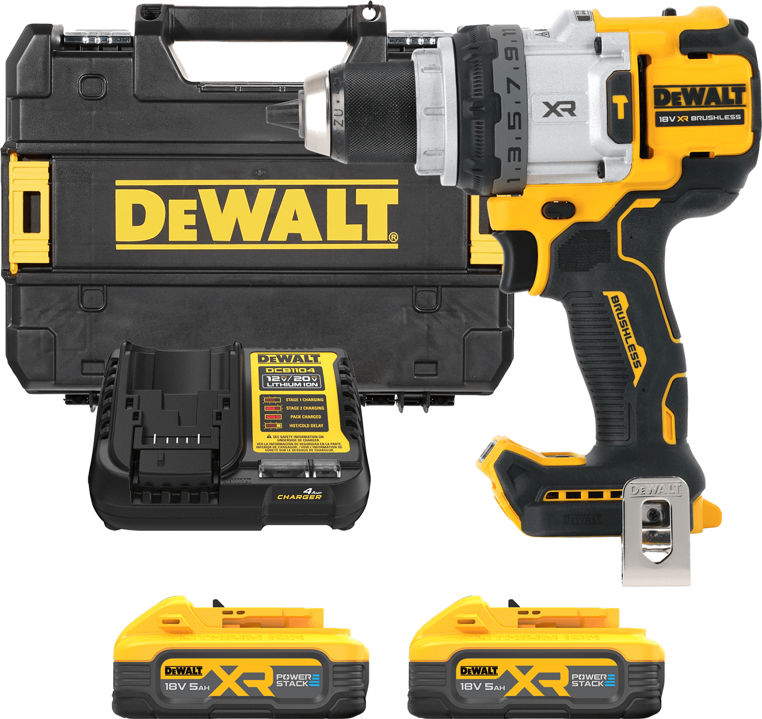 DEWALT 18V XR Aku vŕtačka s príklepom, 2x 5,0 Ah POWERSTACK™