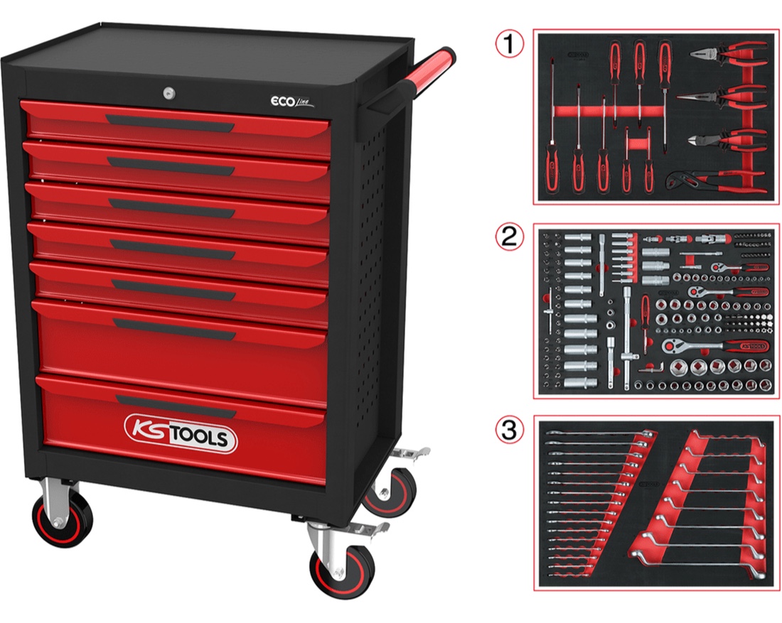 KS TOOLS ECOline™ 215 dielny dielenský vozík so 7 zásuvkami