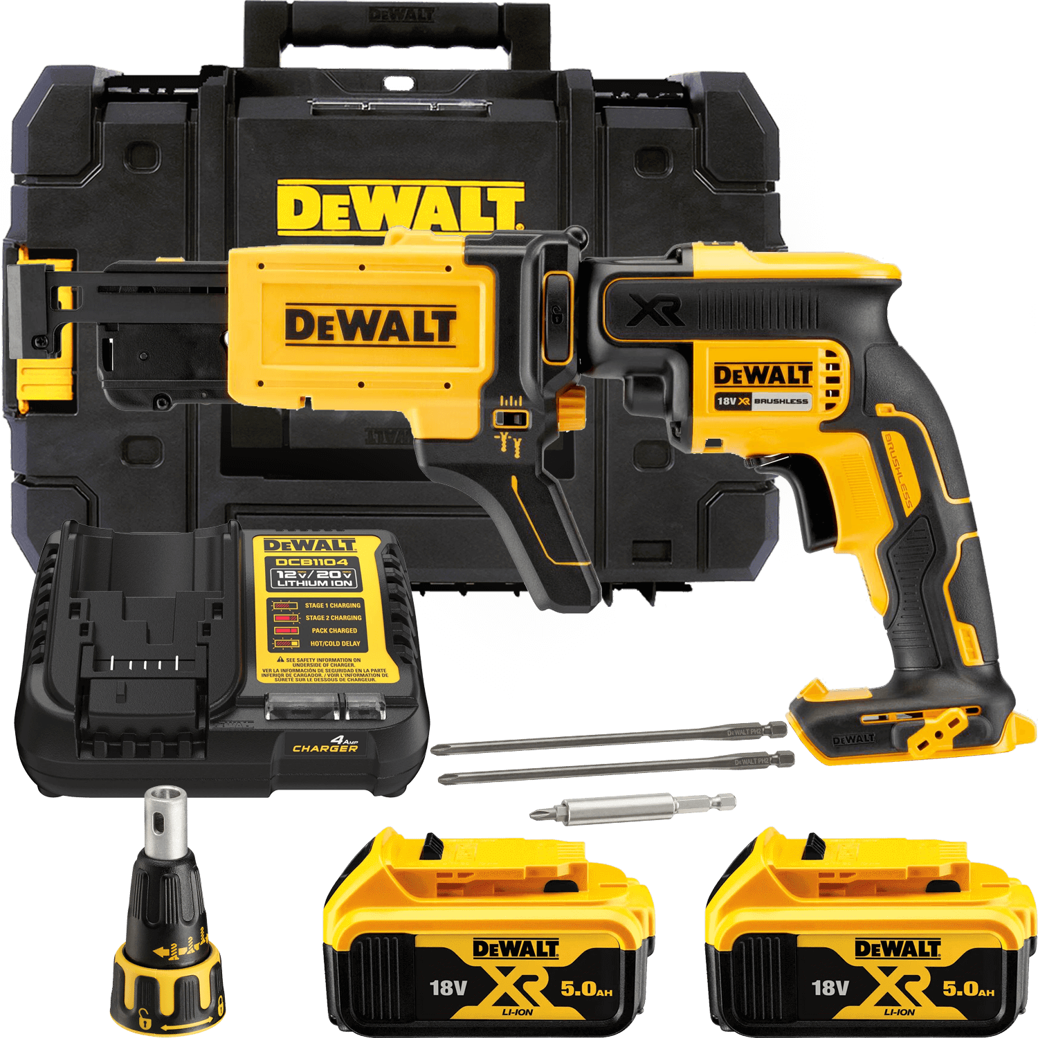 DEWALT 18V XR Aku skrutkovač na sadrokartón, 2x 5,0 Ah