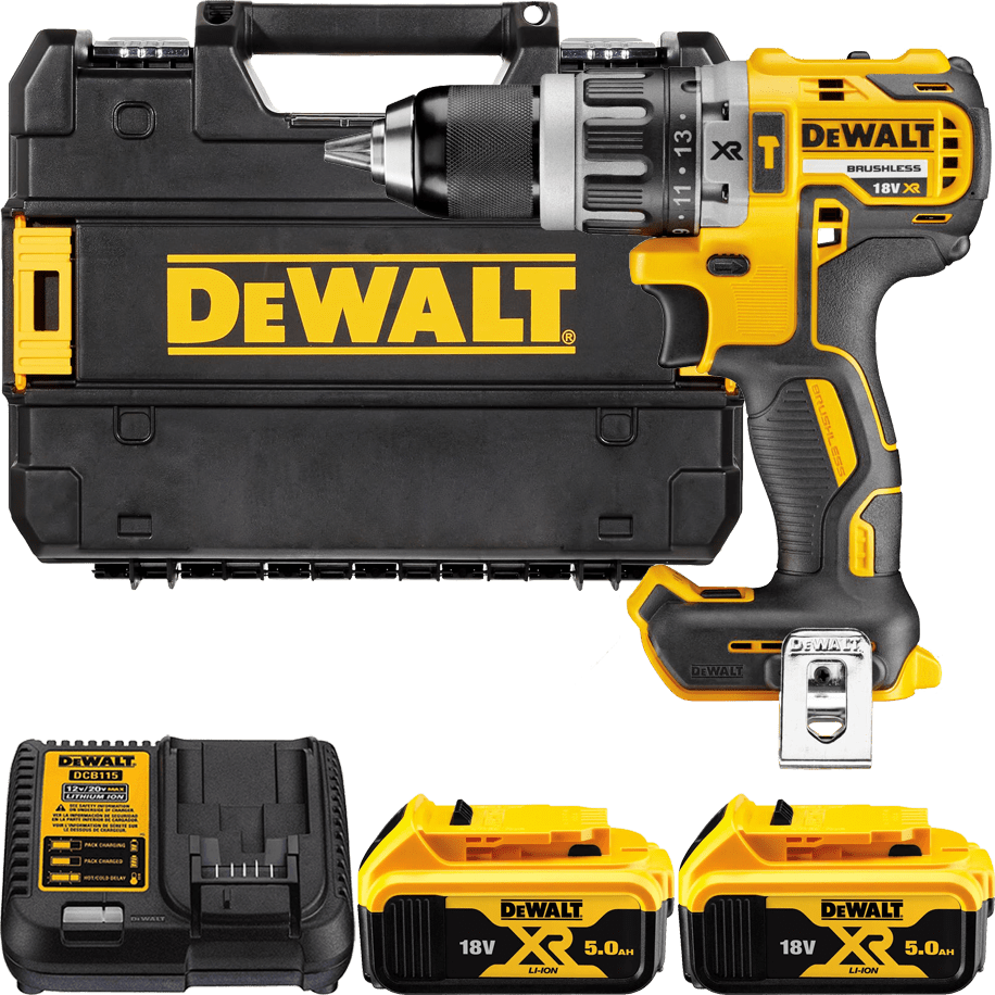 DEWALT 18V XR Aku vŕtačka s príklepom, 2x 5,0 Ah