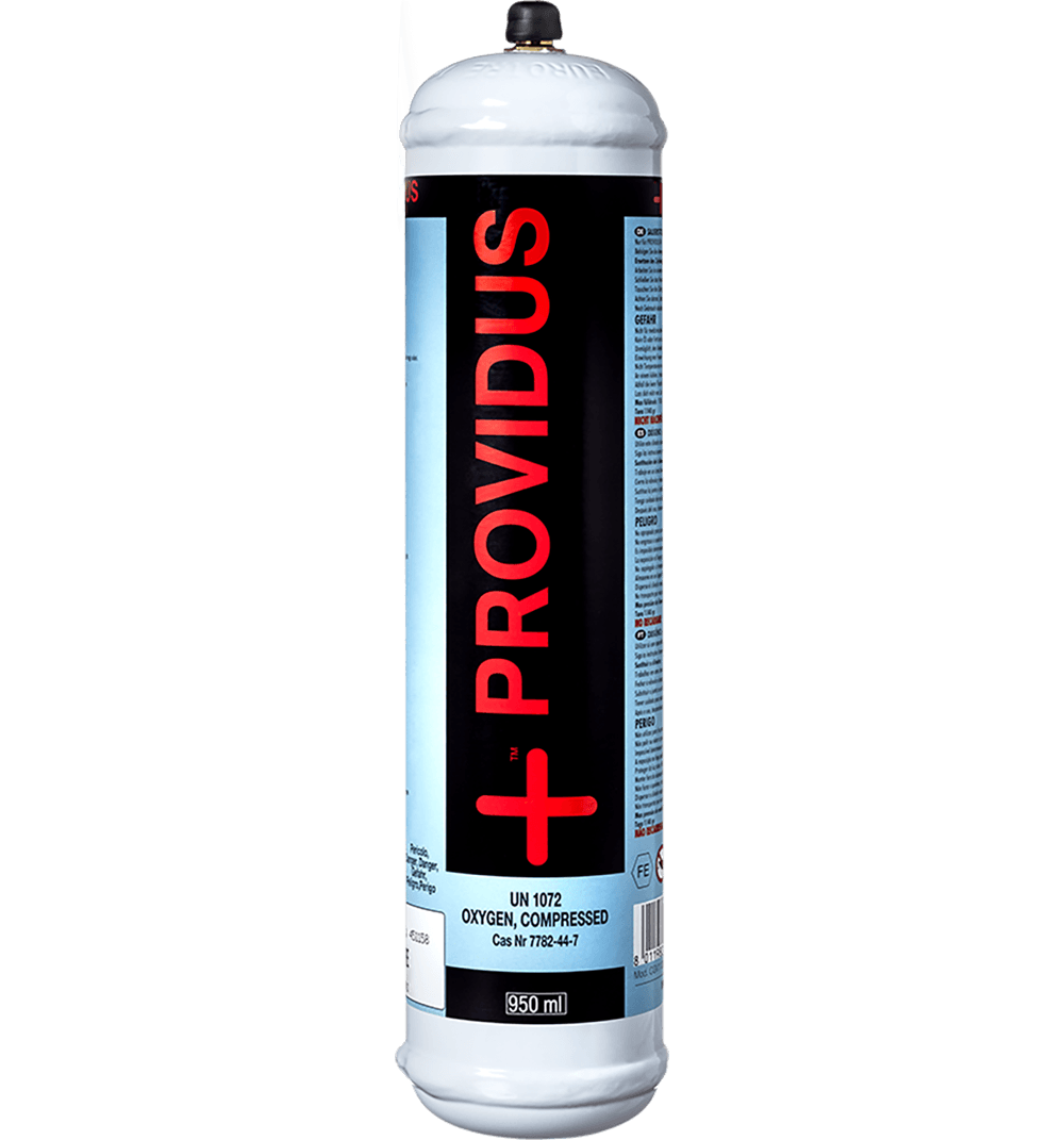 PROVIDUS Kyslíková kartuša 110 bar, UN 1072, závit 12x1, 950ml