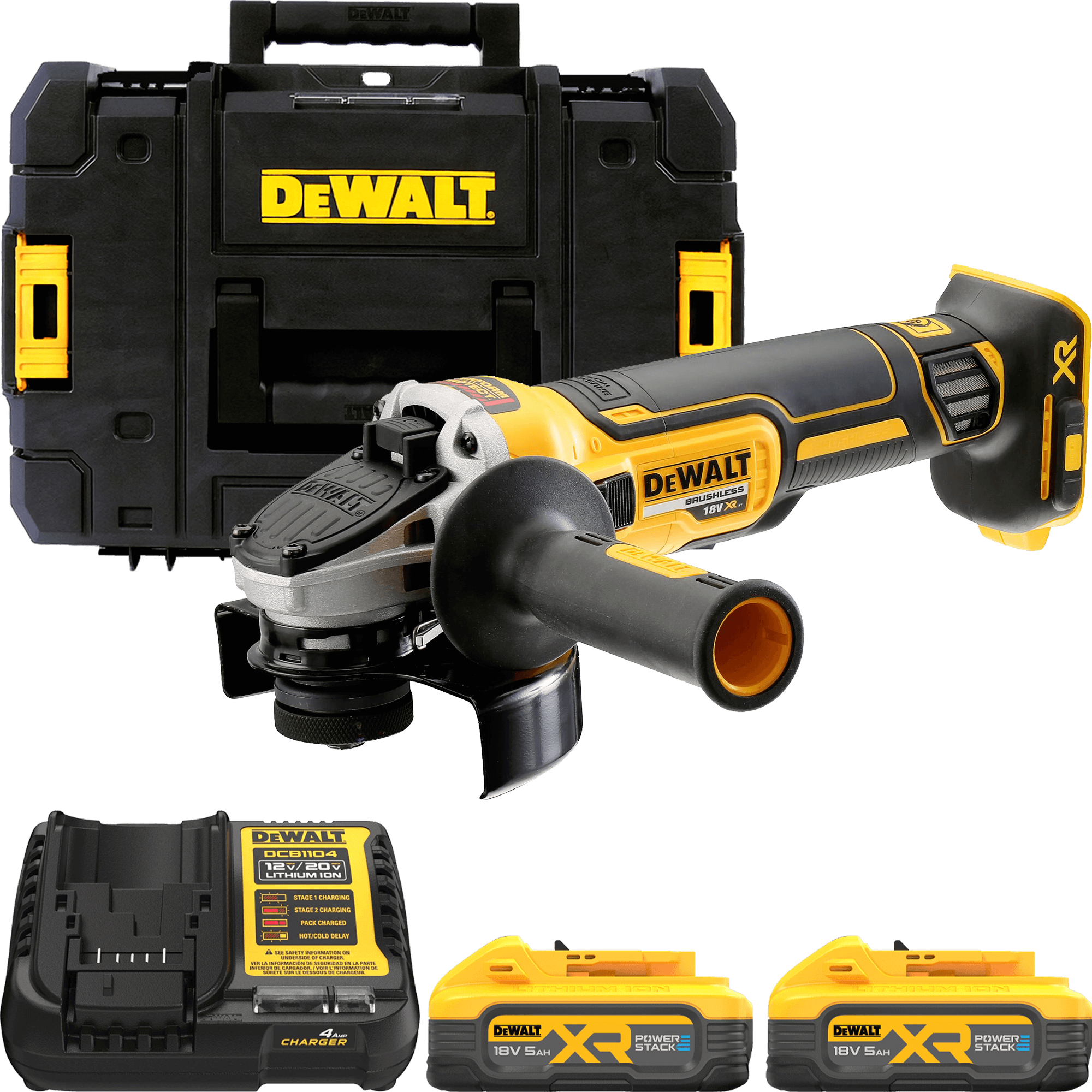 DEWALT 18V XR 125 mm aku uhlová brúska , 2x 5,0 Ah POWERSTACK DCG405H2T-QW