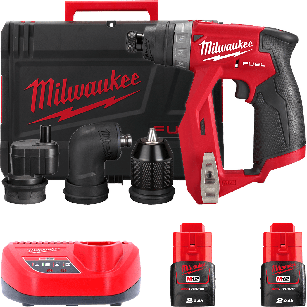 MILWAUKEE M12 FUEL™ Aku vŕtačka bez príklepu s vymeniteľným skľučovadlom M12FDDXKIT-202X