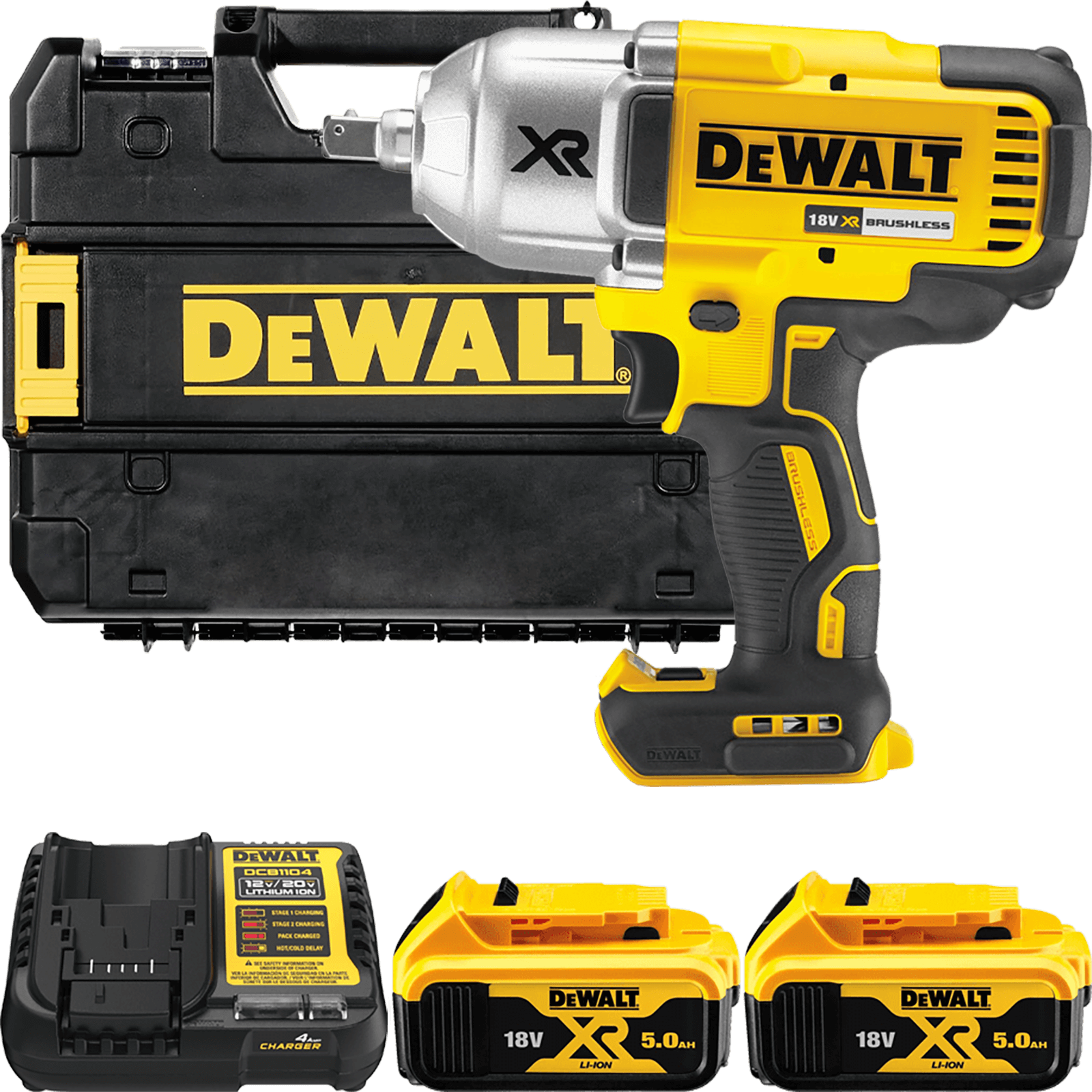 DEWALT 18V XR 1/2” Aku rázový uťahovák s poistným kolíkom, 2x 5,0 Ah DCF899P2-QW