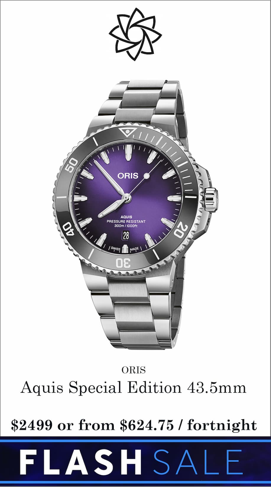 oris purple dial aquis watch
