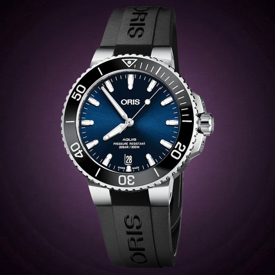 blue dial 39.5mm oris aquis watch