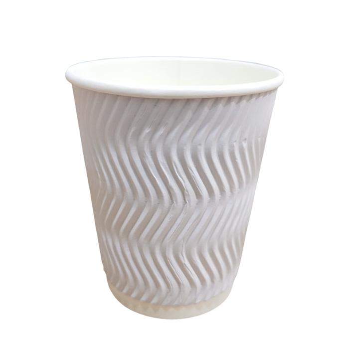 Disposable Rippled Wall Paper Cup White 8oz Pack of 25 Pcs