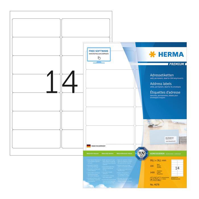 Herma Premium White Labels 99.1 x 38.1mm 4678