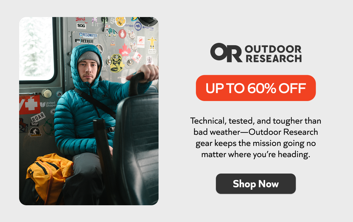 Mission‑tough gear—save up to 60% on Outdoor Research technical gear built to keep you going in any conditions. Shop now!