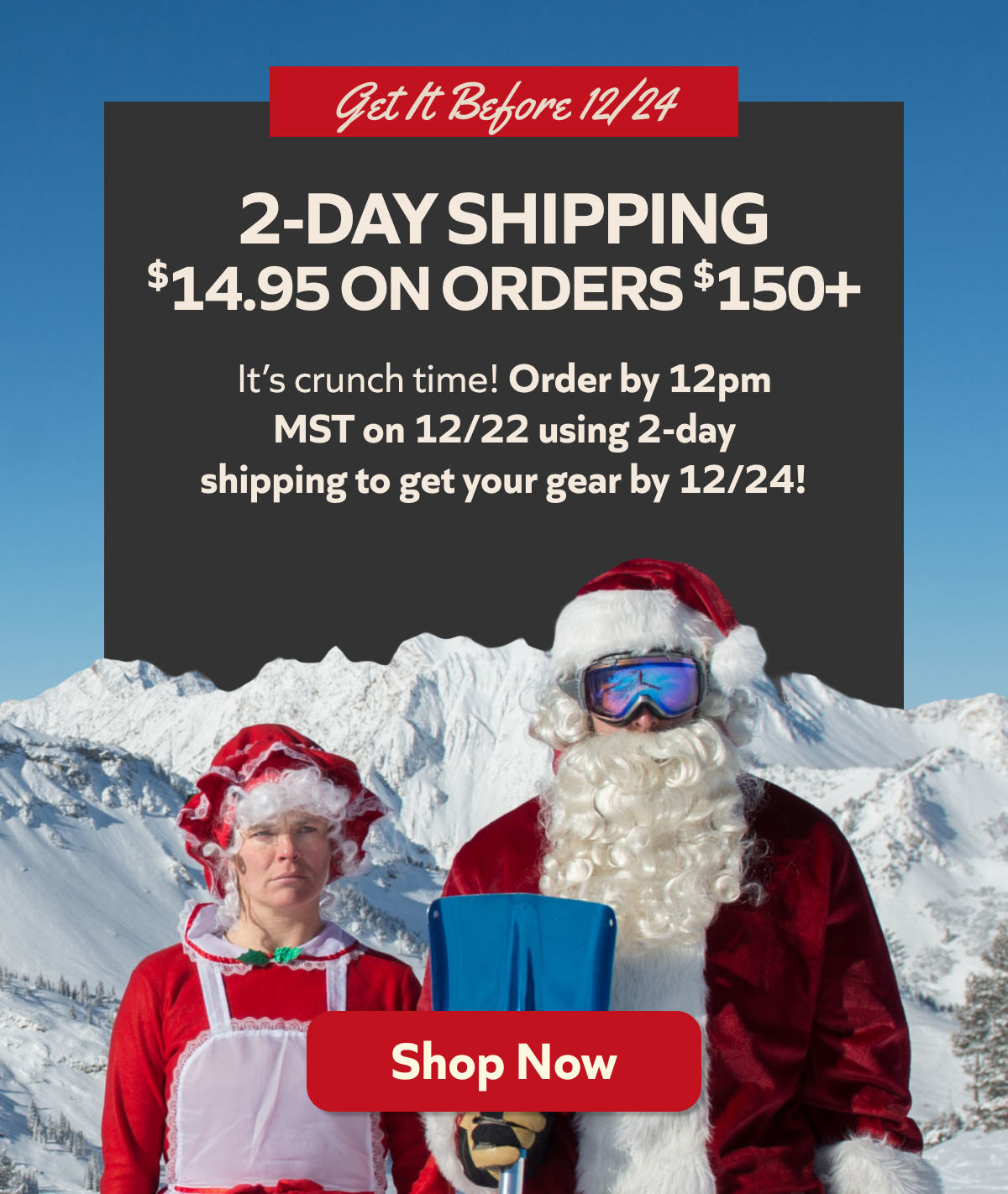 Last chance—get it by 12/24 with 2‑day shipping for $14.95 on $150+ orders. Order by 12pm MST on 12/22 and enjoy Christmas morning gifts. Shop now!