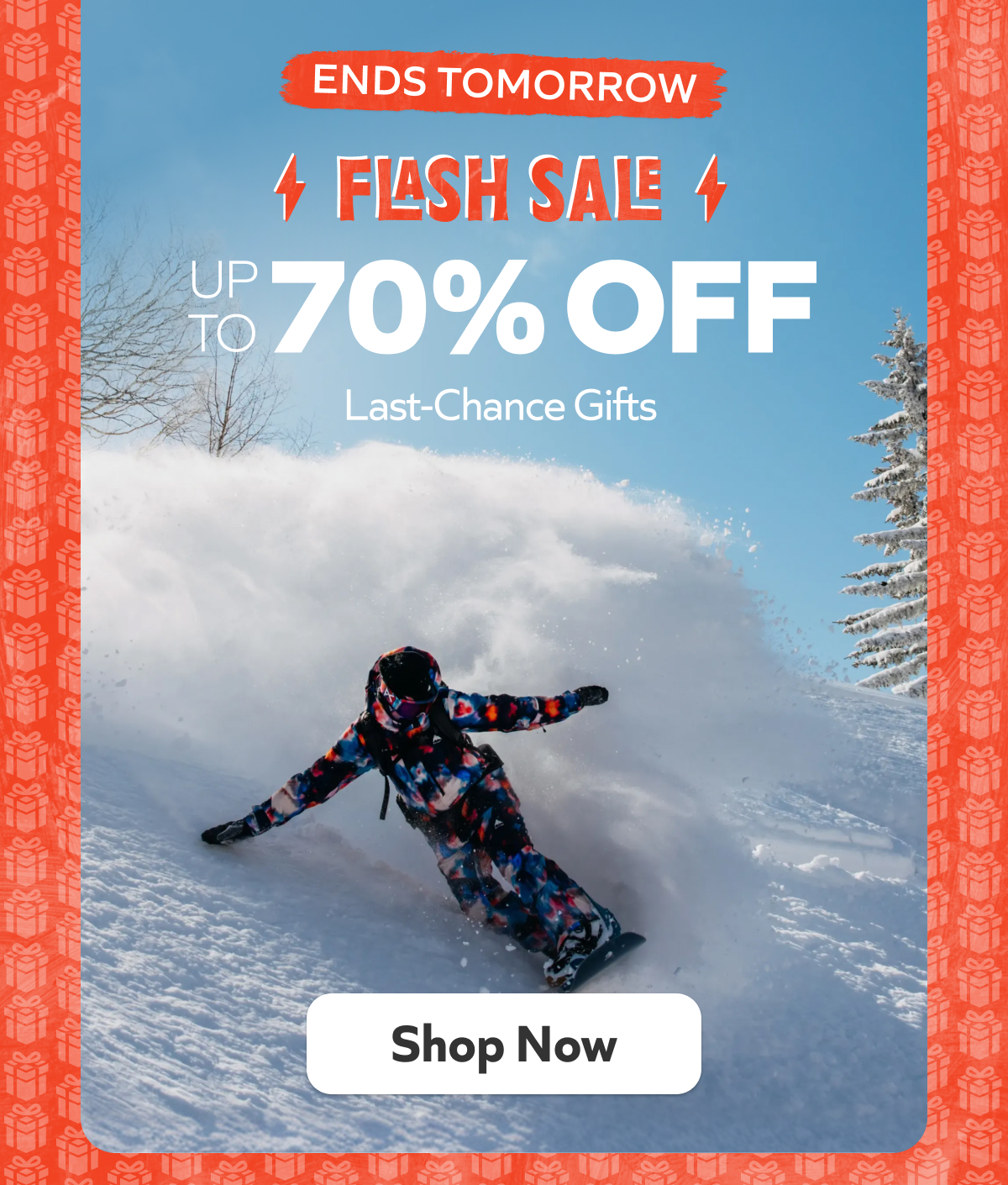 Last-chance gift finds end tomorrow—flash sale with savings up to 70% off on winter essentials before it all disappears tomorrow. Shop Now!