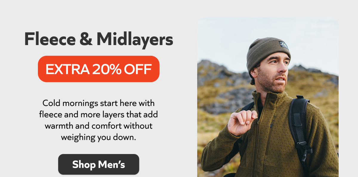 Cold mornings start with fleece and midlayers that lock in warmth and comfort—without the bulk—so grab your go-to layers now and take an extra 20% off. Shop Men's!