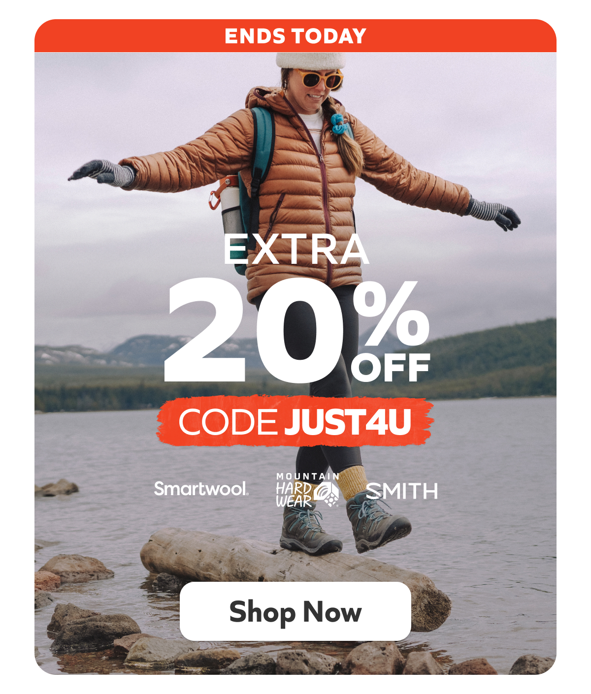 Ends today! Extra 20% off with code JUST4U. Shop Now!