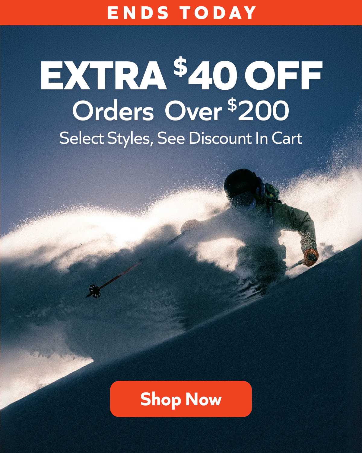 ENDS TODAY! Extra $40 off- orders over $200. Select Styles, see discount in cart. Shop Now!