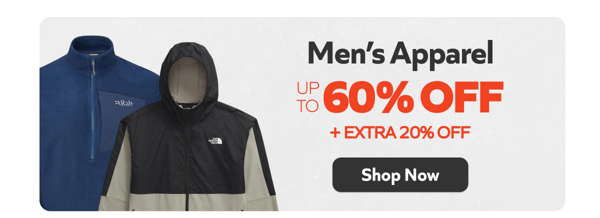 Men's Apparel - Up to 60% off + extra 20% off. Shop Now!