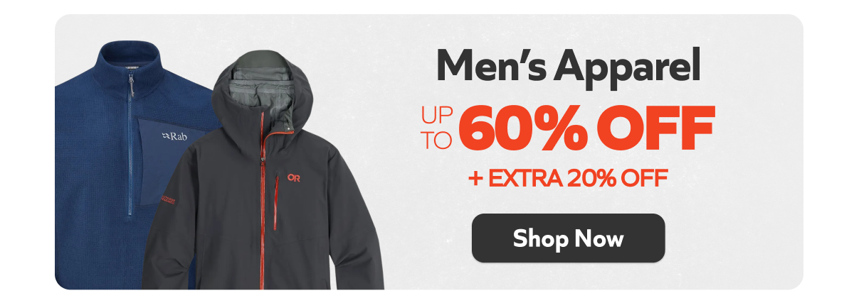 Men's Apparel - Up to 60% off + extra 20% off. Shop Now!
