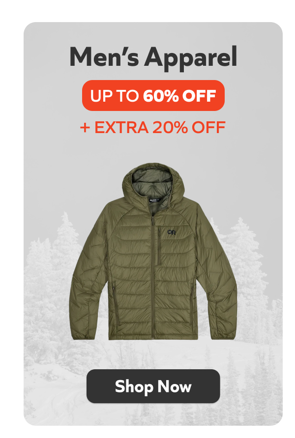 Men's Apparel- up to 60% off + extra 20% off. Shop Now!