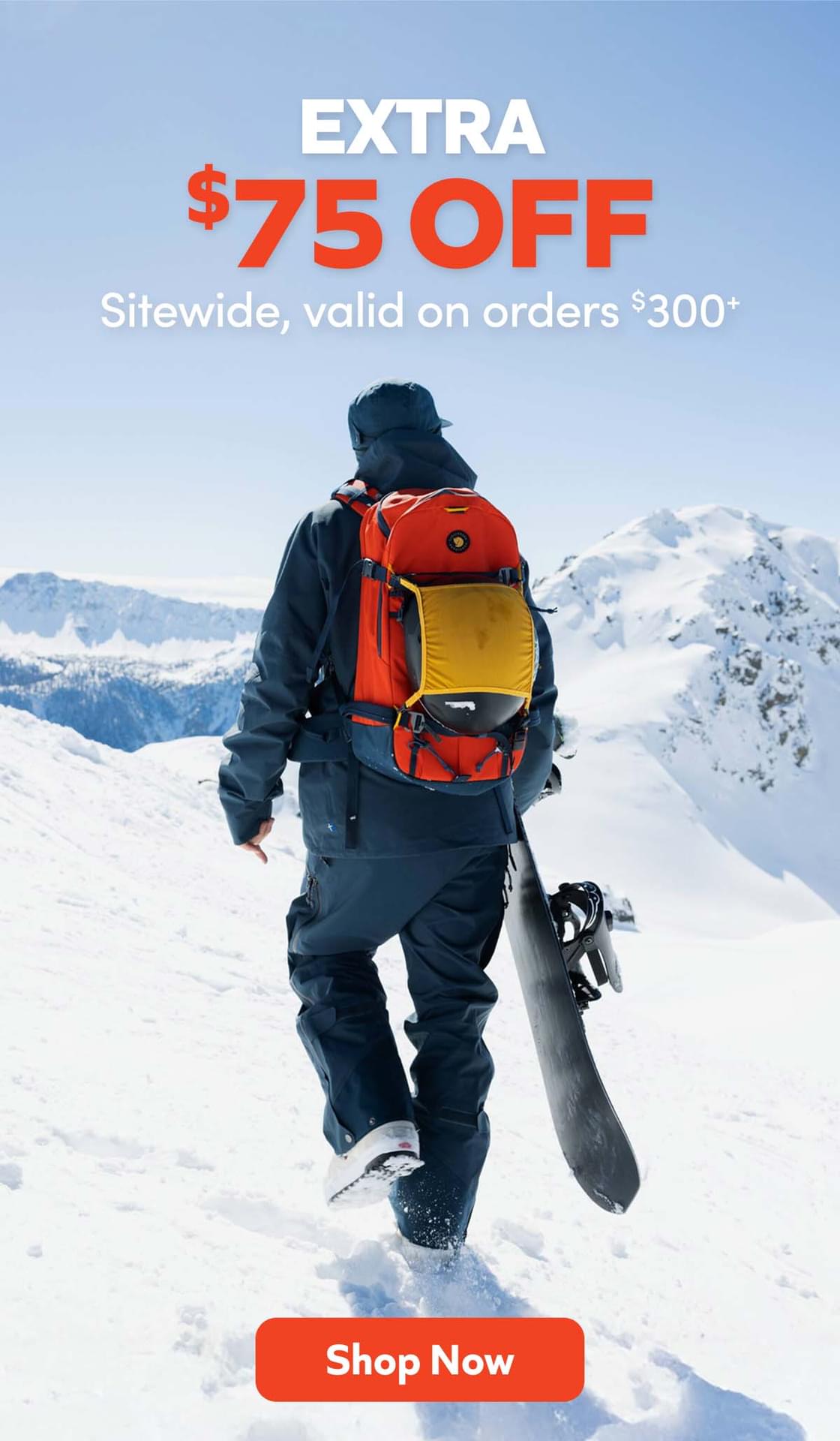 Extra $75 off sitewide, valid on orders $300+ Shop Now!