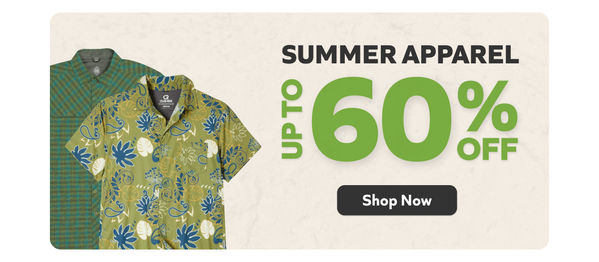 Up to 60% off summer apparel! 