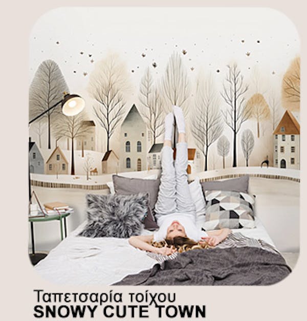 Αυτοκόλλητη Ταπετσαρία τοίχου SNOWY CUTE TOWN