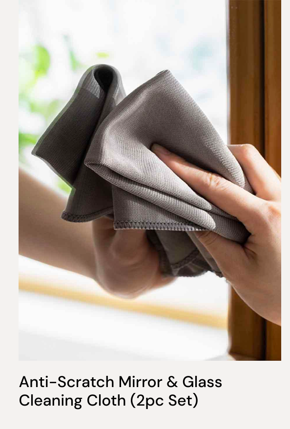 Anti-Scratch Mirror & Glass Cleaning Cloth (2pc Set) 