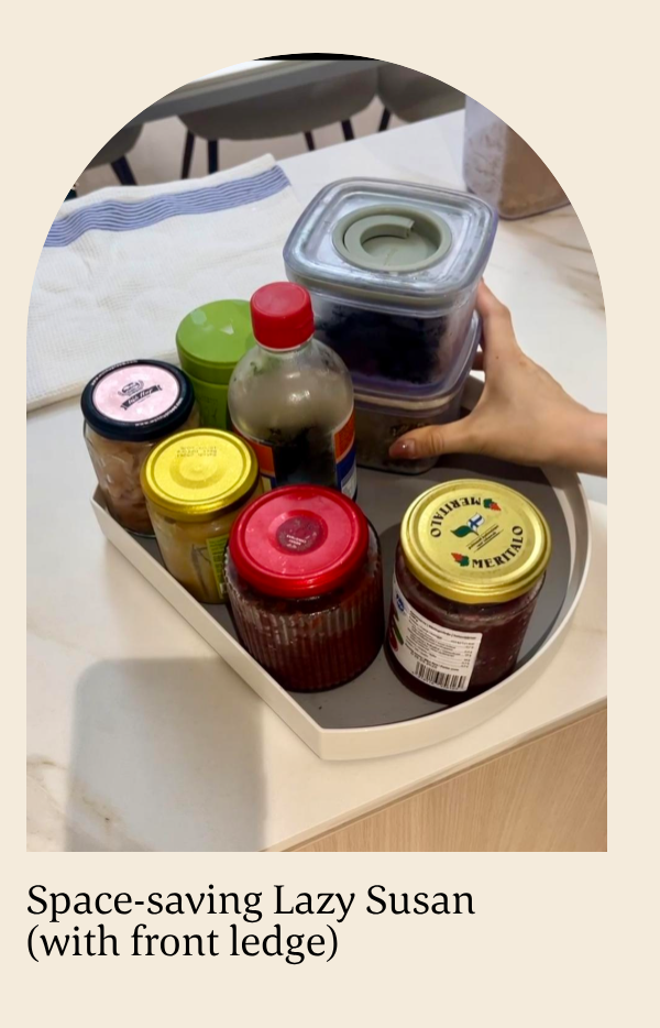 Space-saving Lazy Susan(with front ledge)