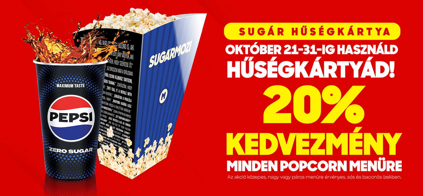 20% kedvezmény minden Popcorn menüre Hűségkártyával😋