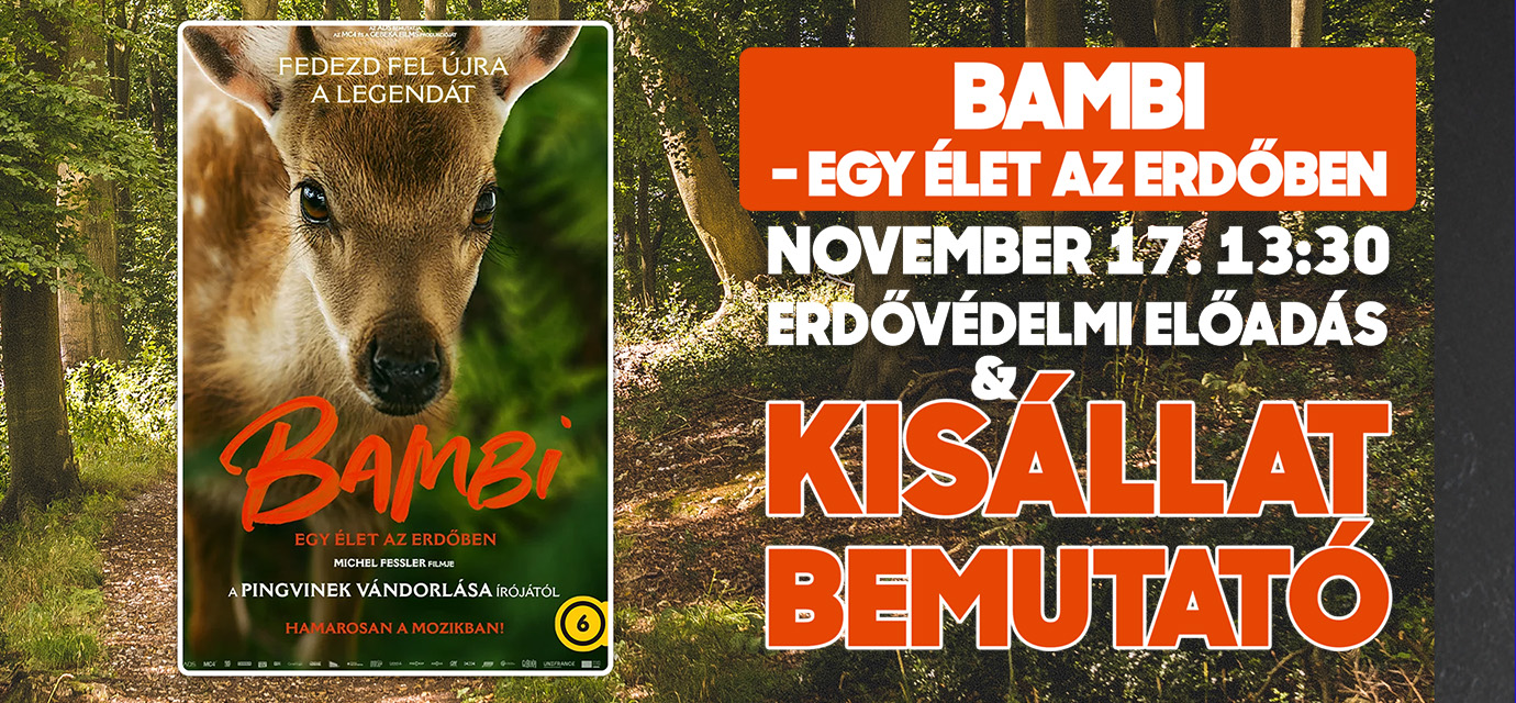 Bambi - Egy élet az erdőben - Vetítés, kisállat-bemutató és beszélgetés🦌🌳