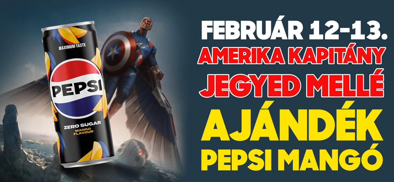 Amerika kapitány jegy mellé AJÁNDÉK Pepsi Mangó üdítő!🎁