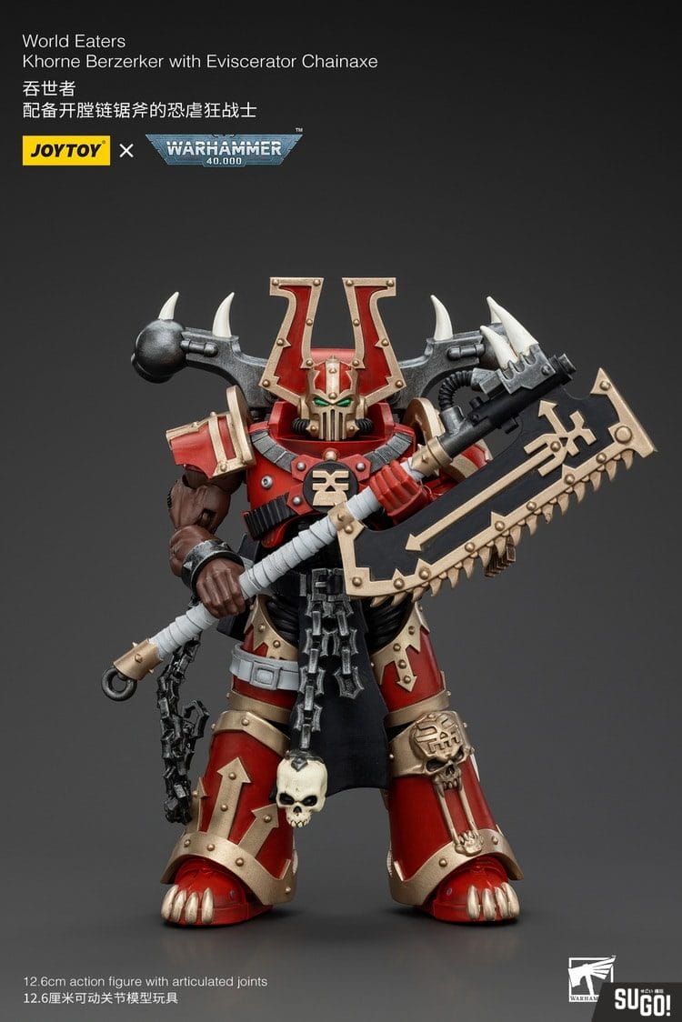 Joy Toy JT00553 Warhammer 40K World Eaters Khorne Berzerker With Eviscerator Chainaxe 1/18 Action Figure