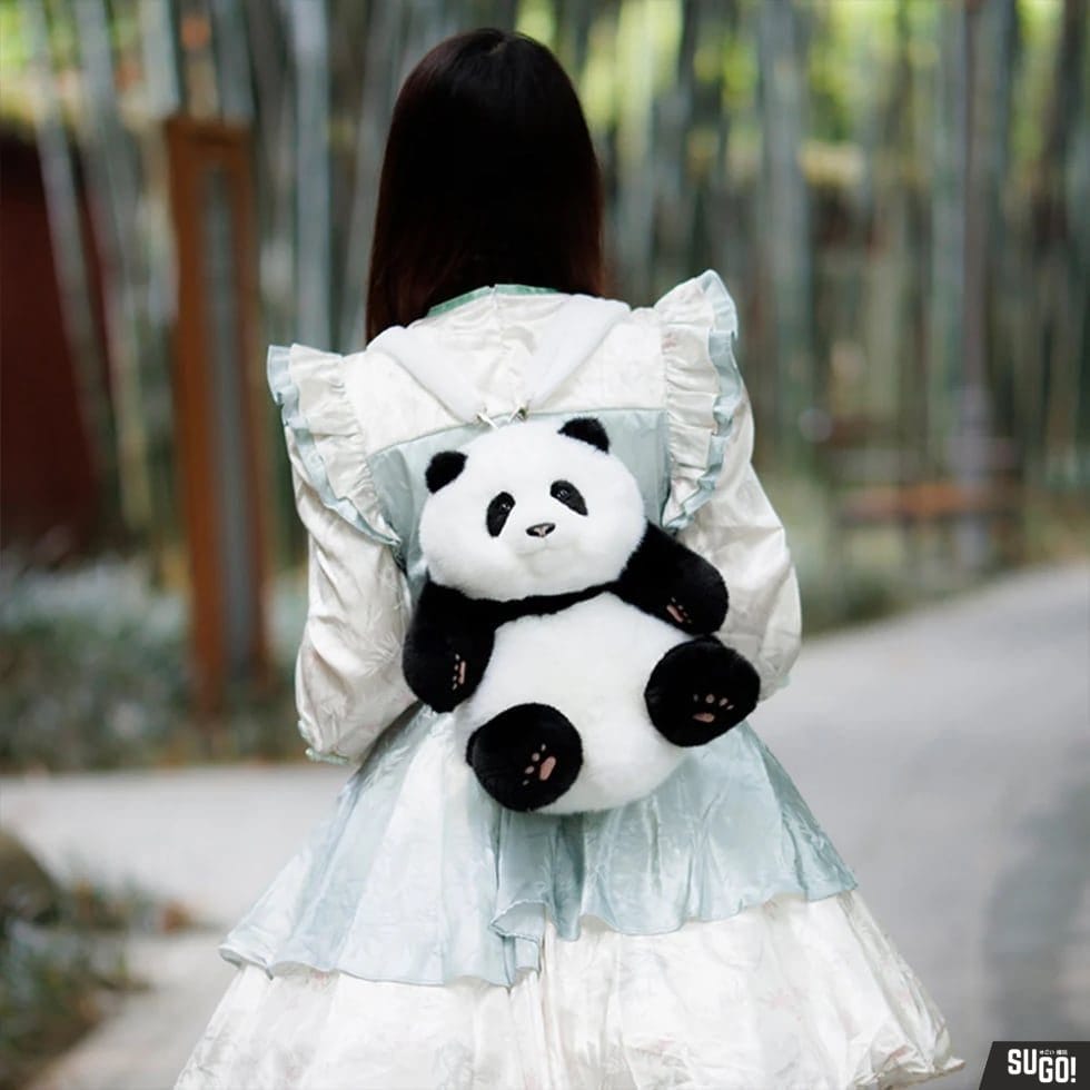 Chongker Panda Hehua Plush Backpack