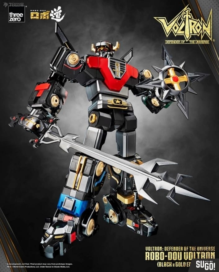 Threezero Voltron Defender of The Universe ROBO-DOU Voltron Black And Gold Version Action Figure 3Z07791W0