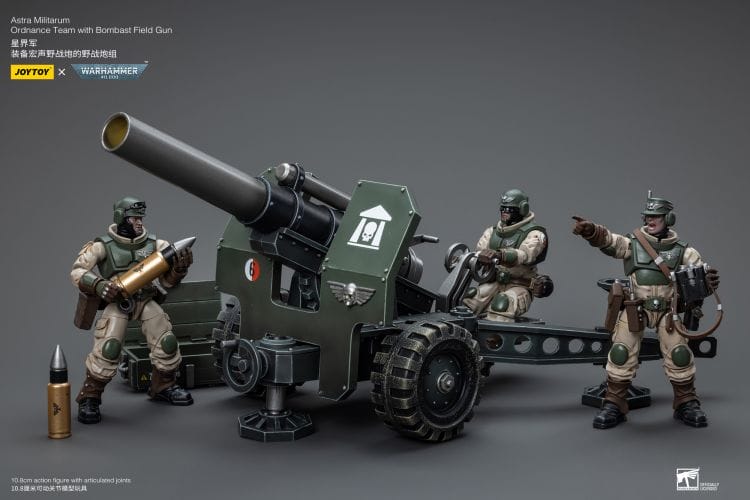 Joy Toy JT8858 Warhammer 40000 Astra Militarum Ordnance Team With Bombast Field Gun 1/18 Action Figure