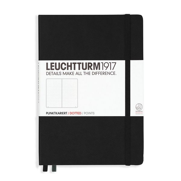 Muistikirja A5/251 sivua Leuchtturm1917 Dotted Hard Black, pistesivut