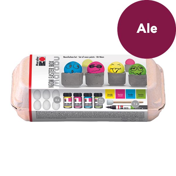 Askartelupaketti pääsiäismunat Marabu Neon Easter box 4x15ml New York neon