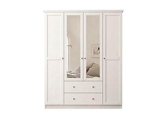 ארון בגדים 4 דלתות עם מראה דגם שנהב