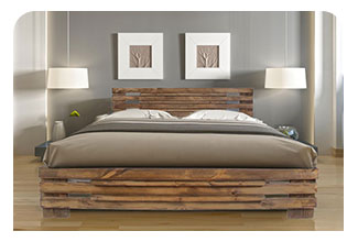 מיטה זוגית מעוצבת מעץ מלא