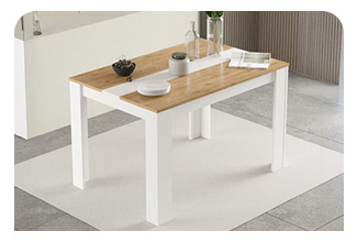 שולחן פינת אוכל לבן ועץ נבדה