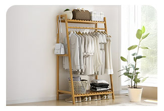 מתלה בגדים במבוק רוחב 80 ס''מ משולב מדפים