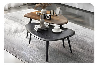 זוג שולחנות מעוצבים מעץ איכותי דגם דואט